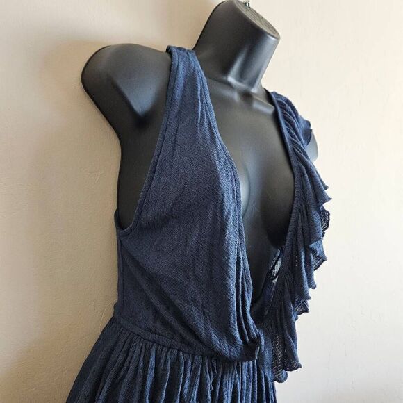 NWT Free People Float Away Asymmetrical Tank Top Blueberry - Picture 3 of 9